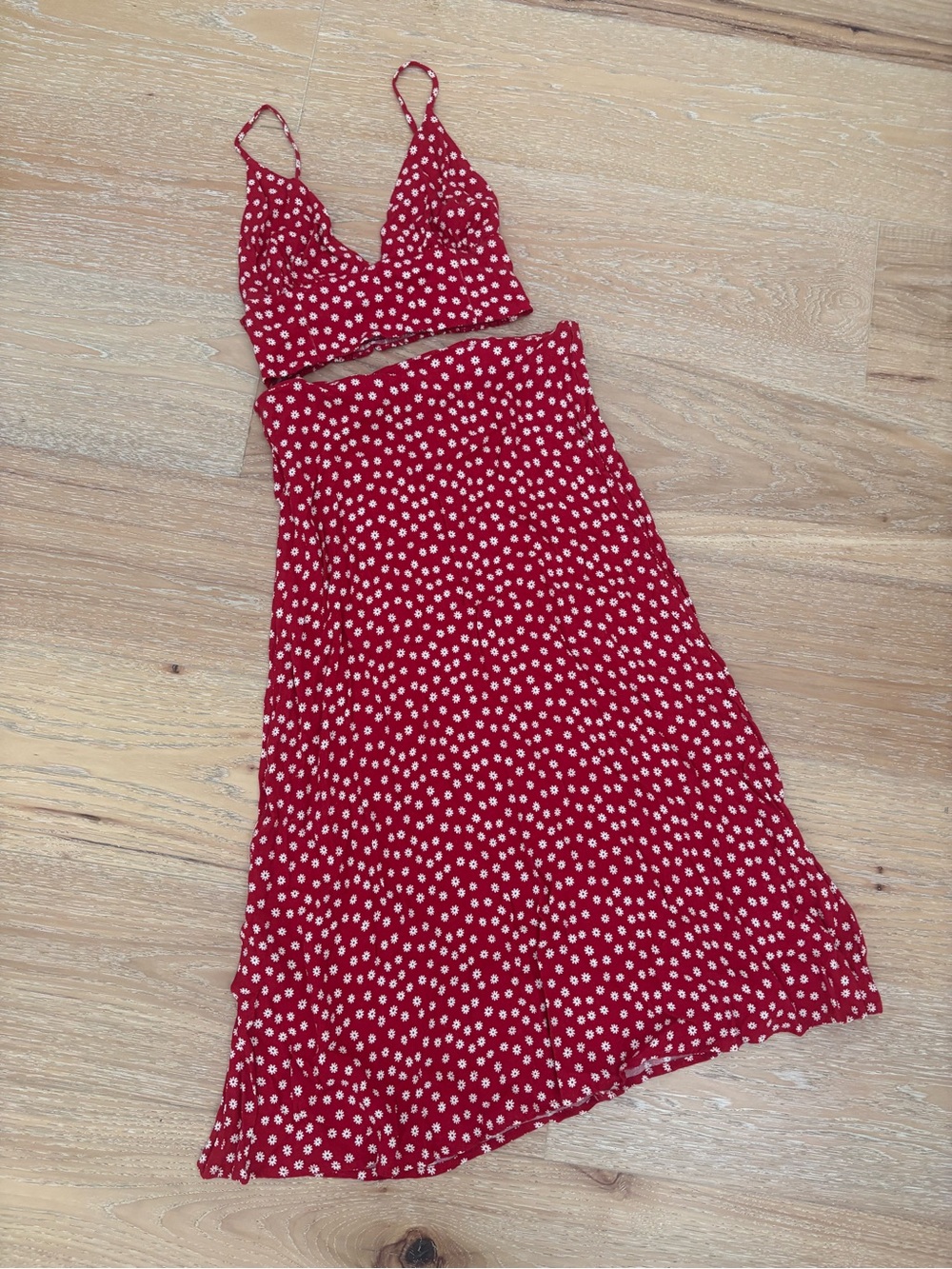 Reformation Red Polka Dot Skirt Set - Picture 3 of 11